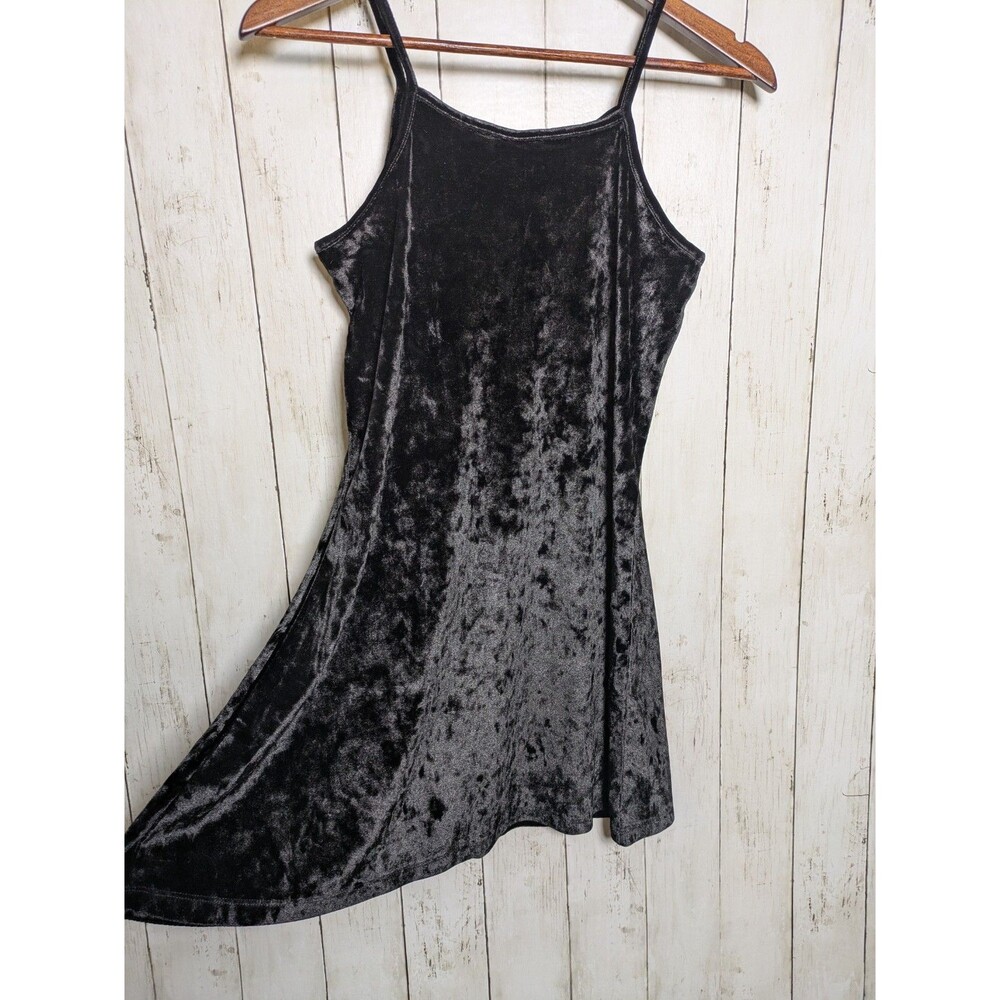 Crazy 8 Black Crushed Velvet Girls Dress 10/12 Goth Y2K Holiday Party Alt Skater - Picture 9 of 10